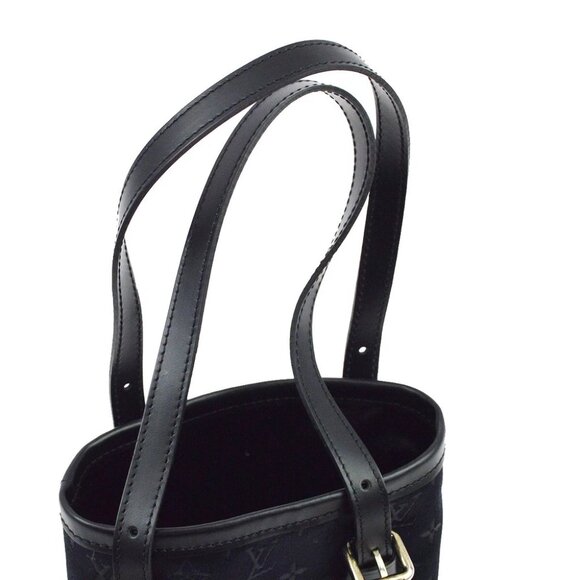 Louis Vuitton Black Monogram Satin Little Bucket Handbag M92144 SR0051 133119 - Picture 4 of 10